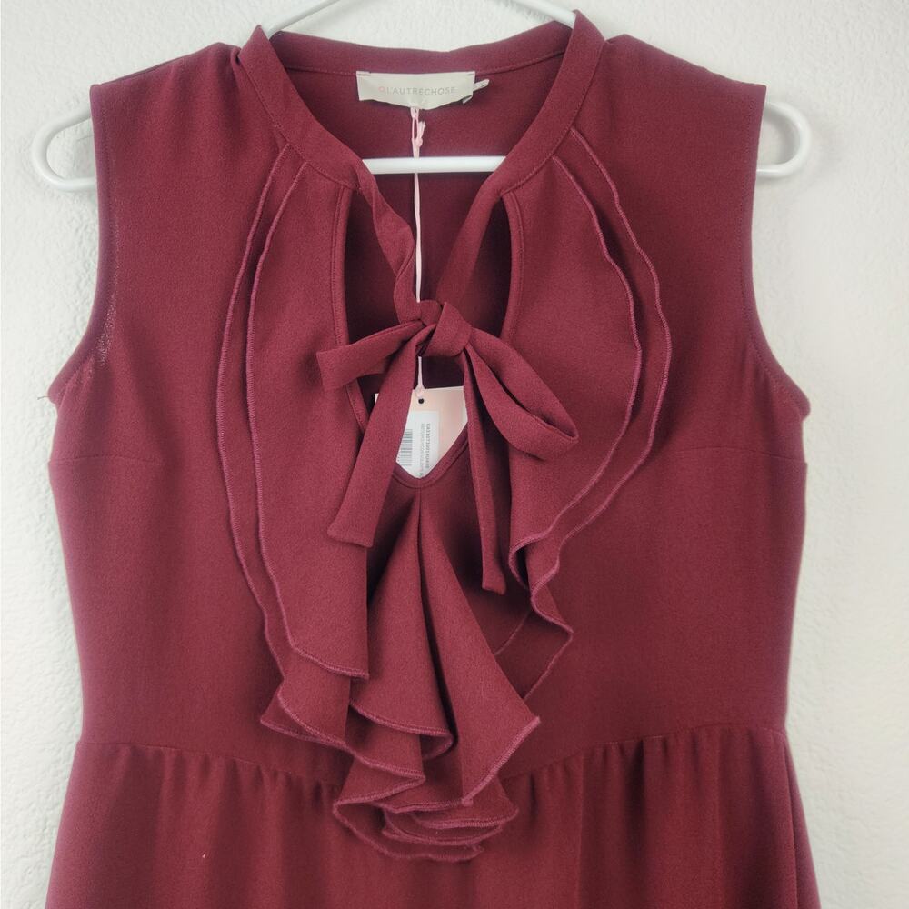 L'autre Chose Burgundy Dress Size 38 Italian US 6 Sleeveless Knee Length NWT - Picture 2 of 9